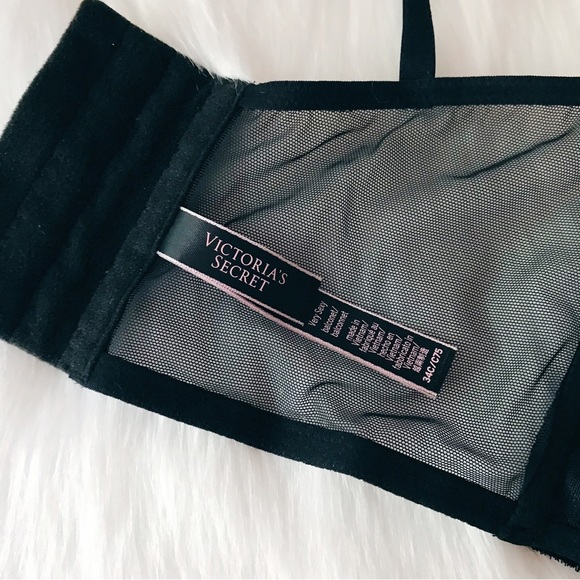 ✨HP✨ NEW NWOT VS Shimmer Velvet Long Line Balconet Bra Black 34C - Picture 6 of 8